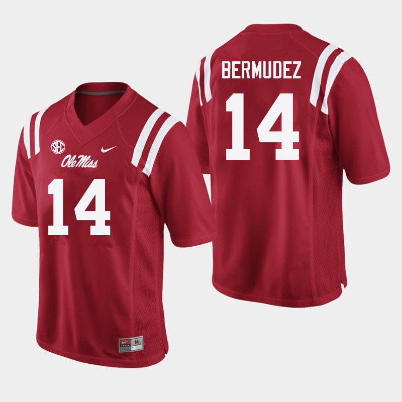 Derek Bermudez Ole Miss Rebels NCAA Men's Red #14 Stitched Limited College Football Jersey NRL8658RX